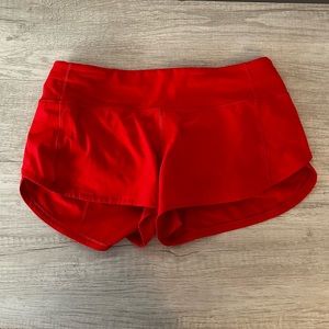 Lululemon speed up low rise 2.5 in shorts in red